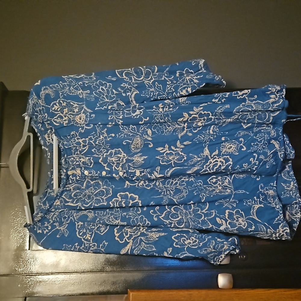 Teal printed blouse